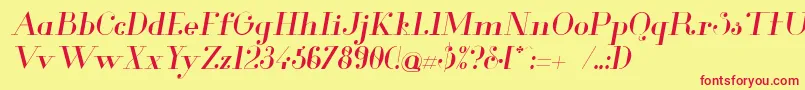 GlamorItalic Font – Red Fonts on Yellow Background