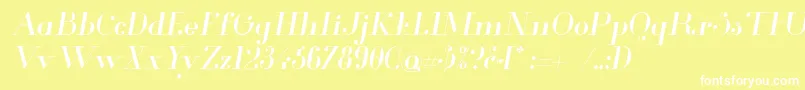 GlamorItalic-Schriftart – Weiße Schriften auf gelbem Hintergrund