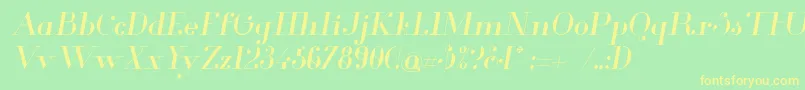 GlamorItalic-Schriftart – Gelbe Schriften auf grünem Hintergrund