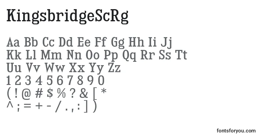 A fonte KingsbridgeScRg – alfabeto, números, caracteres especiais