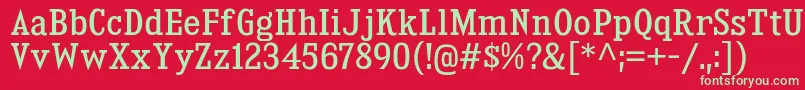 フォントKingsbridgeScRg – 赤い背景に緑の文字