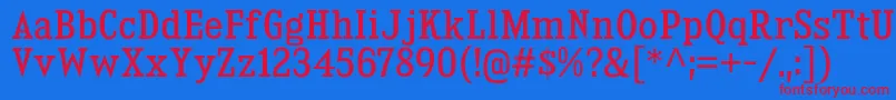 KingsbridgeScRg-fontti – punaiset fontit sinisellä taustalla