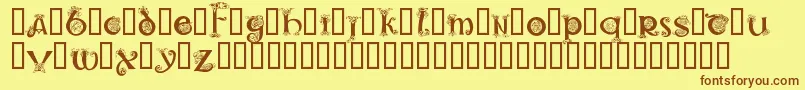 Celtic101-Schriftart – Braune Schriften auf gelbem Hintergrund