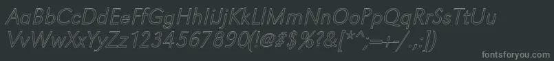 フォントGroteskouXlightItalic – 黒い背景に灰色の文字