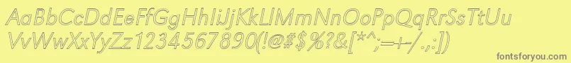 GroteskouXlightItalic Font – Gray Fonts on Yellow Background