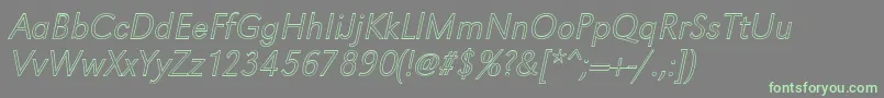 GroteskouXlightItalic Font – Green Fonts on Gray Background