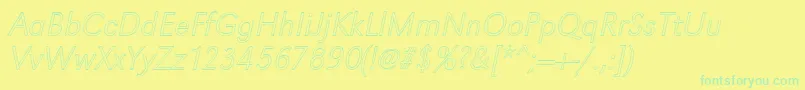 GroteskouXlightItalic-Schriftart – Grüne Schriften auf gelbem Hintergrund
