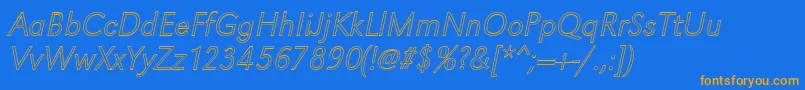 GroteskouXlightItalic Font – Orange Fonts on Blue Background