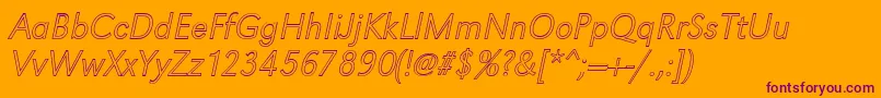 GroteskouXlightItalic Font – Purple Fonts on Orange Background