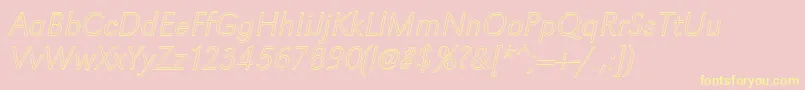 Fonte GroteskouXlightItalic – fontes amarelas em um fundo rosa