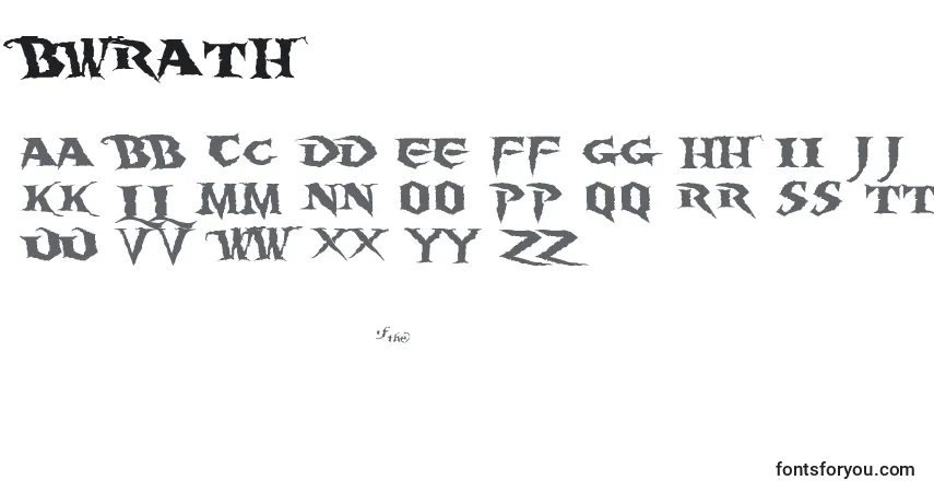 A fonte BWrath – alfabeto, números, caracteres especiais