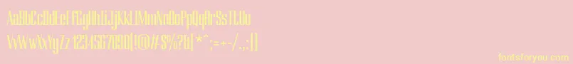 Ducados-Schriftart – Gelbe Schriften auf rosa Hintergrund