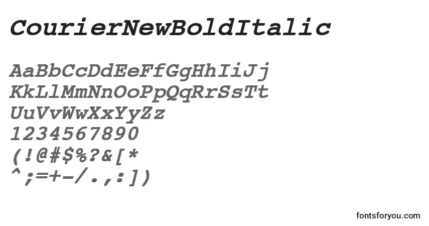 CourierNewBoldItalic-fontti – aakkoset, numerot, erikoismerkit