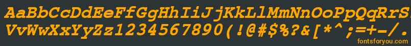 フォントCourierNewBoldItalic – 黒い背景にオレンジの文字