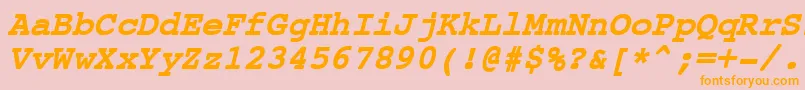 CourierNewBoldItalic Font – Orange Fonts on Pink Background