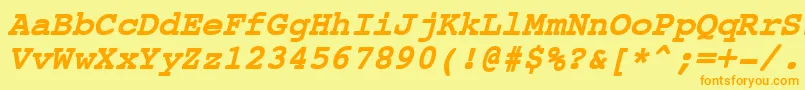 CourierNewBoldItalic Font – Orange Fonts on Yellow Background