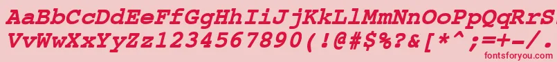 CourierNewBoldItalic Font – Red Fonts on Pink Background