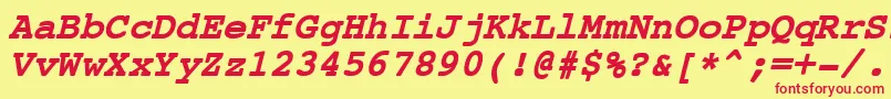 CourierNewBoldItalic Font – Red Fonts on Yellow Background