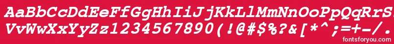 フォントCourierNewBoldItalic – 赤い背景に白い文字