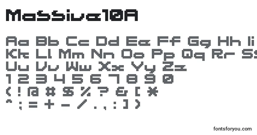Czcionka Massive10A – alfabet, cyfry, specjalne znaki