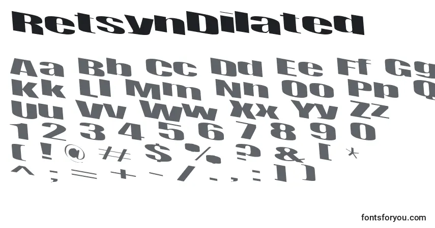 Шрифт RetsynDilated – алфавит, цифры, специальные символы