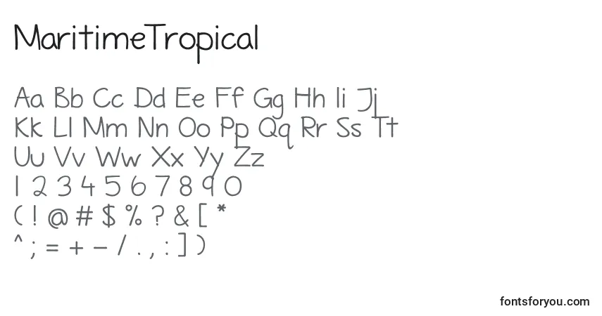 A fonte MaritimeTropical – alfabeto, números, caracteres especiais