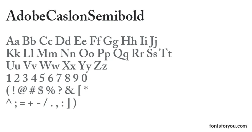 Czcionka AdobeCaslonSemibold – alfabet, cyfry, specjalne znaki