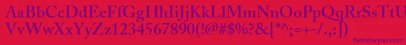 Fonte AdobeCaslonSemibold – fontes roxas em um fundo vermelho