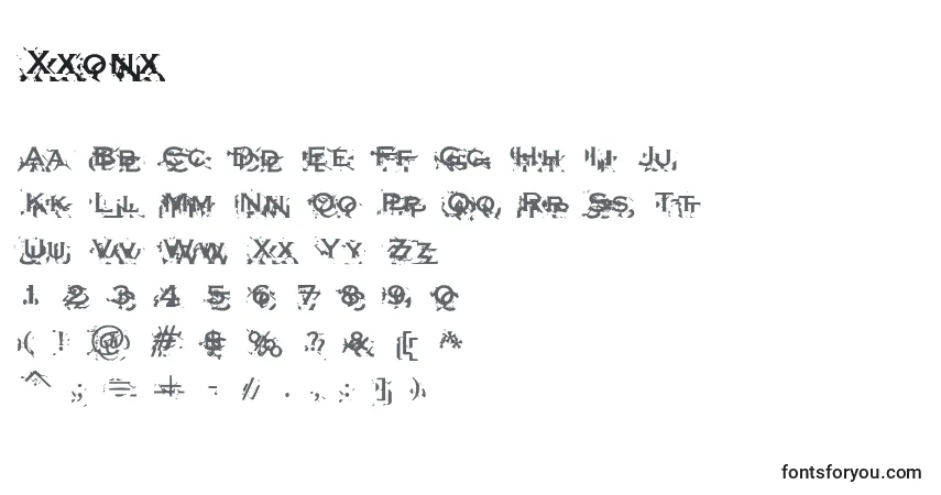 Xxonx-fontti – aakkoset, numerot, erikoismerkit