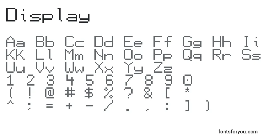 A fonte Display – alfabeto, números, caracteres especiais