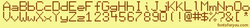 フォントDisplay – 茶色の文字が黄色の背景にあります。
