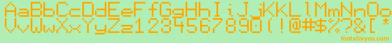 Display-Schriftart – Orangefarbene Schriften auf grünem Hintergrund