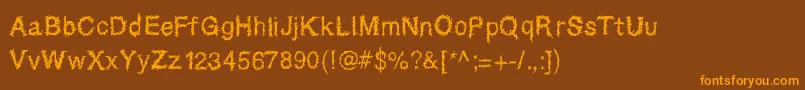 Sparatrap-Schriftart – Orangefarbene Schriften auf braunem Hintergrund