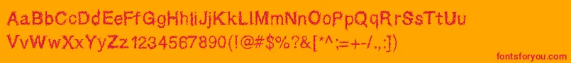 Sparatrap-Schriftart – Rote Schriften auf orangefarbenem Hintergrund