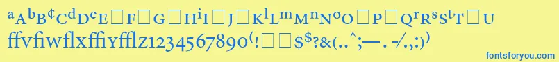 AtlantixProSsi-Schriftart – Blaue Schriften auf gelbem Hintergrund