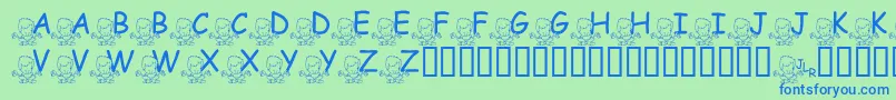 FlMeditatinNate Font – Blue Fonts on Green Background