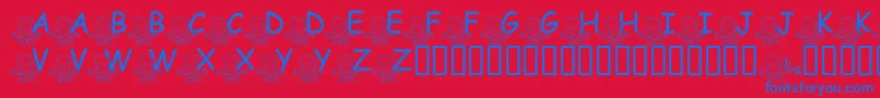 FlMeditatinNate-Schriftart – Blaue Schriften auf rotem Hintergrund