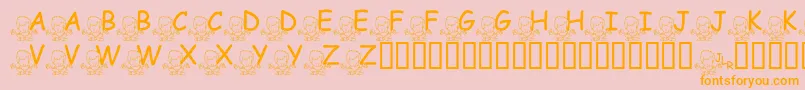 フォントFlMeditatinNate – オレンジの文字がピンクの背景にあります。
