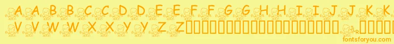 フォントFlMeditatinNate – オレンジの文字が黄色の背景にあります。