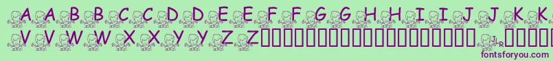 FlMeditatinNate-fontti – violetit fontit vihreällä taustalla