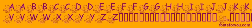 Czcionka FlMeditatinNate – fioletowe czcionki na pomarańczowym tle