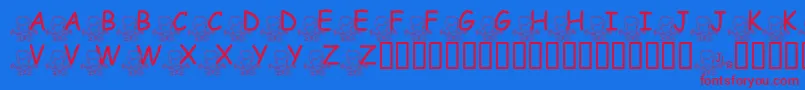 FlMeditatinNate-Schriftart – Rote Schriften auf blauem Hintergrund