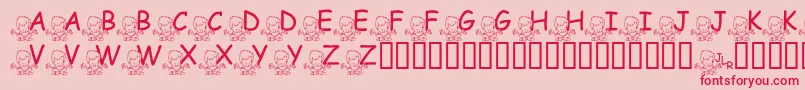 Fonte FlMeditatinNate – fontes vermelhas em um fundo rosa