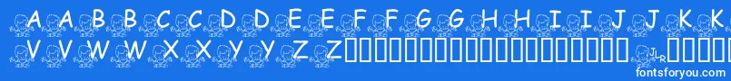 FlMeditatinNate-fontti – valkoiset fontit sinisellä taustalla