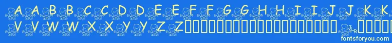 FlMeditatinNate-fontti – keltaiset fontit sinisellä taustalla