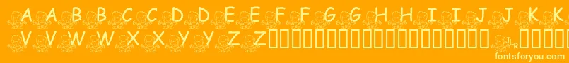 Czcionka FlMeditatinNate – żółte czcionki na pomarańczowym tle