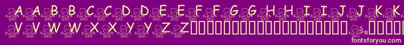 FlMeditatinNate-fontti – keltaiset fontit violetilla taustalla