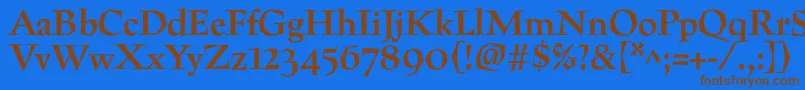 フォントPreissigtextBold – 茶色の文字が青い背景にあります。