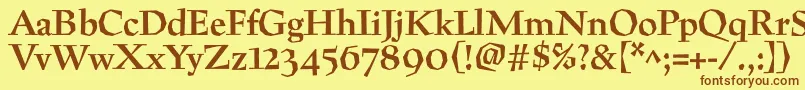 フォントPreissigtextBold – 茶色の文字が黄色の背景にあります。