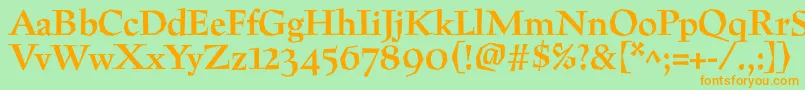 フォントPreissigtextBold – オレンジの文字が緑の背景にあります。